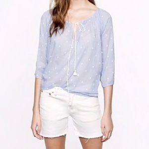 J. Crew Chambray Dot Peasant Top